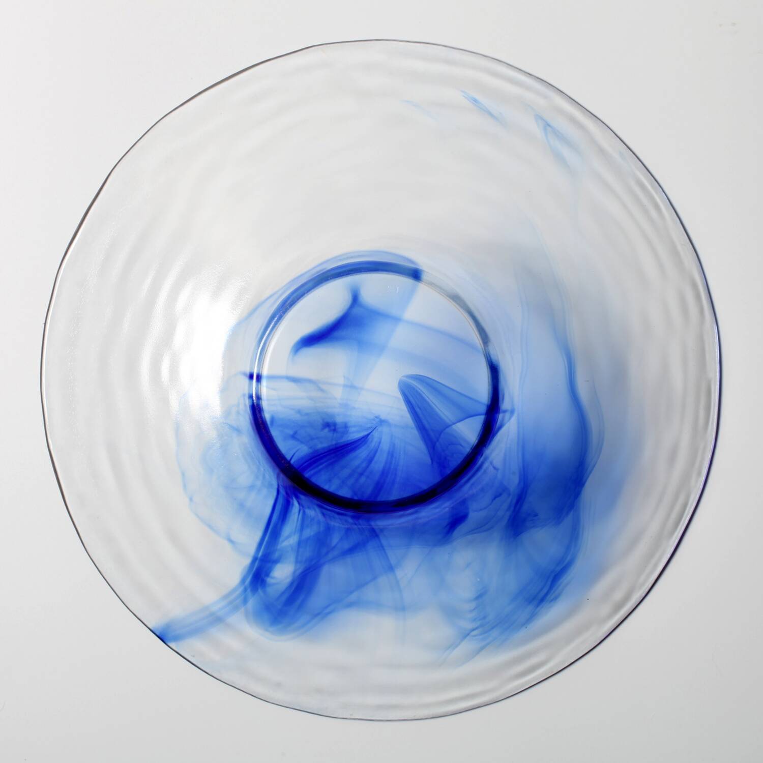 Vintage Bormioli Rocco Blue Swirl Glass Bowl, Mid-Century Italian Art Glass