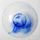 Vintage Bormioli Rocco Blue Swirl Glass Bowl, Mid-Century Italian Art Glass