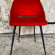 ACHILLE DECOMMERE Chair Red Fur + Black Metal Compass Legs Vintage