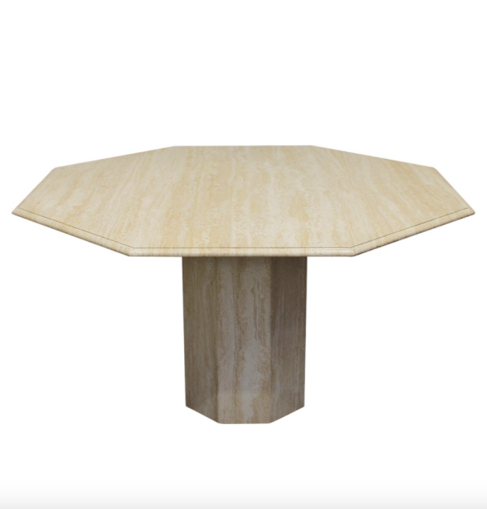 Dining Room Table in Marble and Travertine, Italy, 1970s