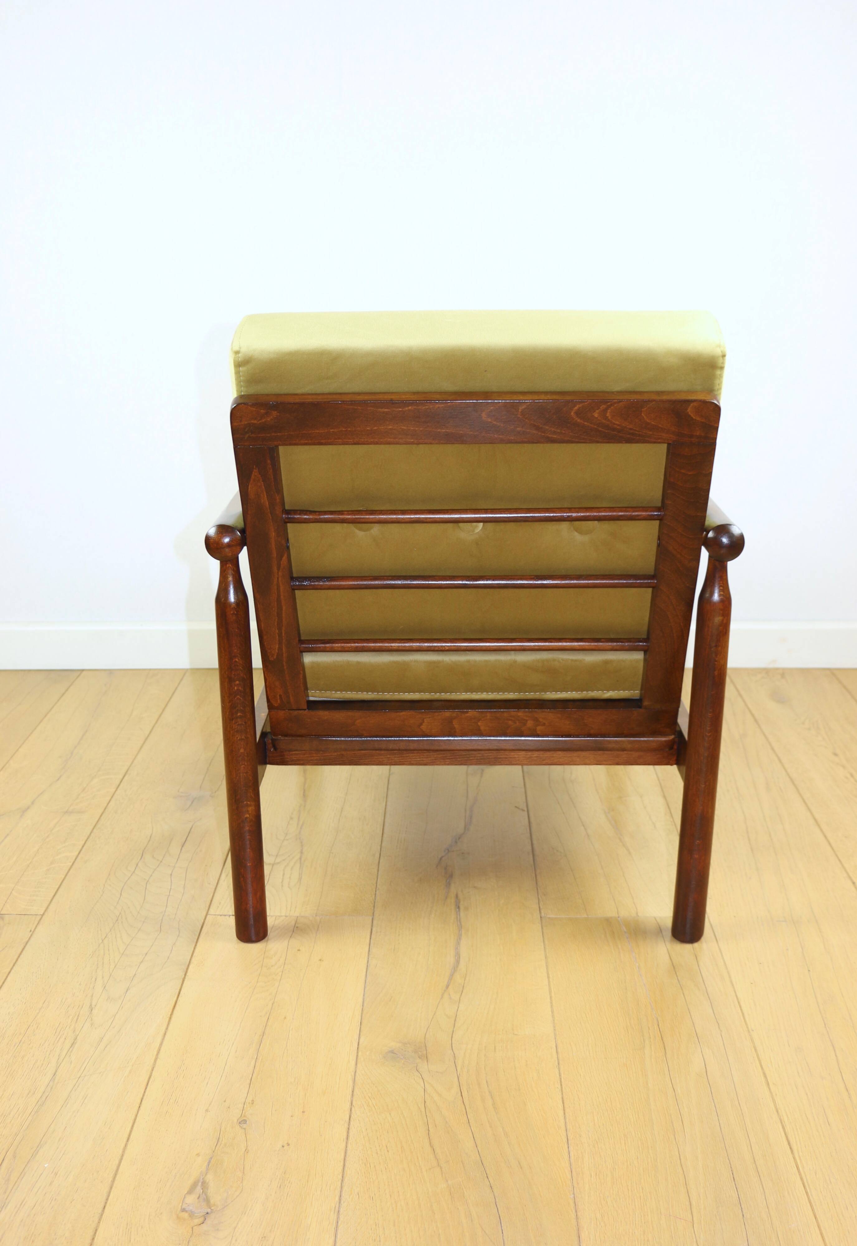 Stobrawa wooden armchair brown vintage olive - Bączyk - 2 pieces available