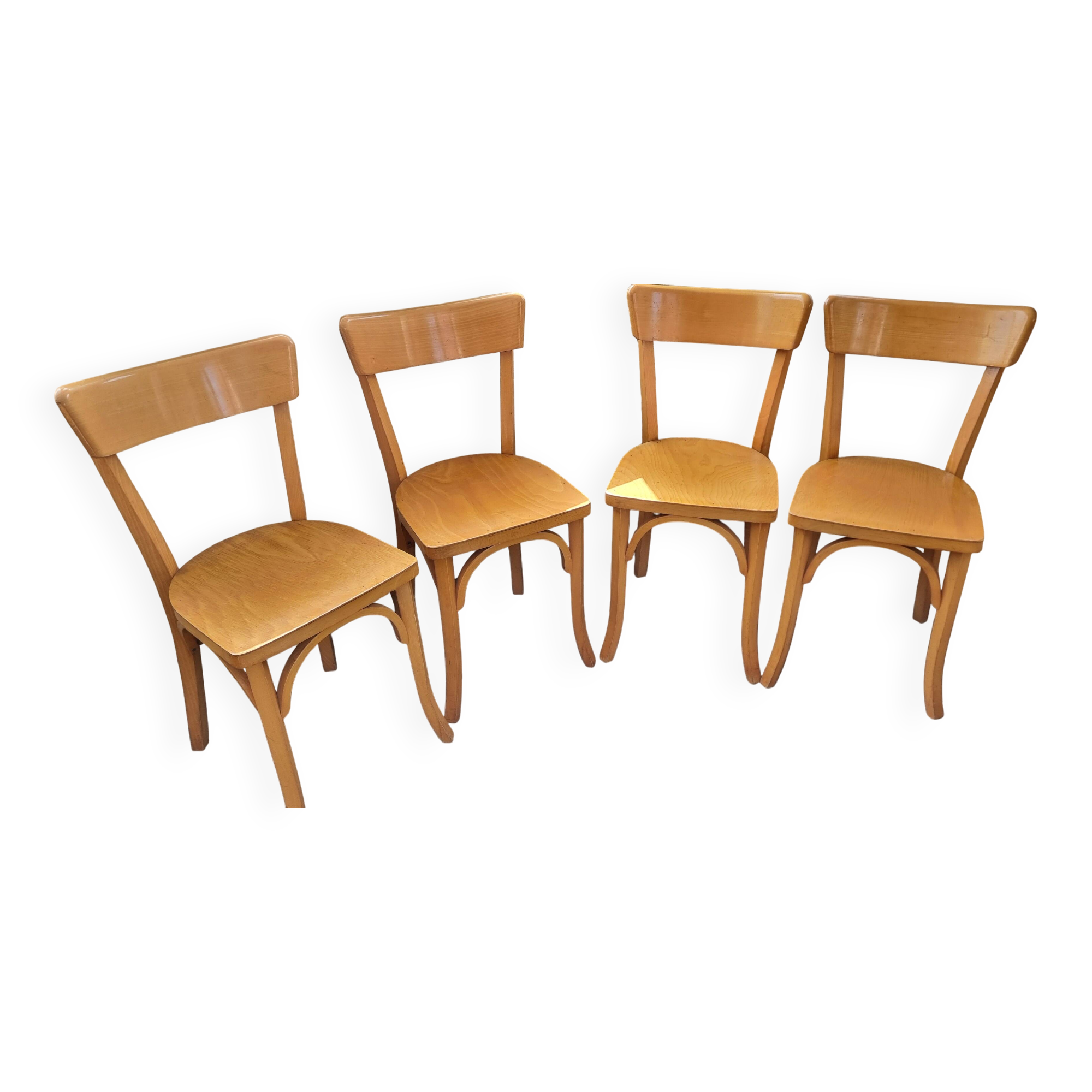 Set of 4 bistro chairs by A. Cartier, 1957