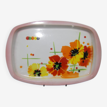 Enamelled tray decorated with vintage flowers