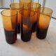Set of 6 amber glasses with thick bottom 60s-70s