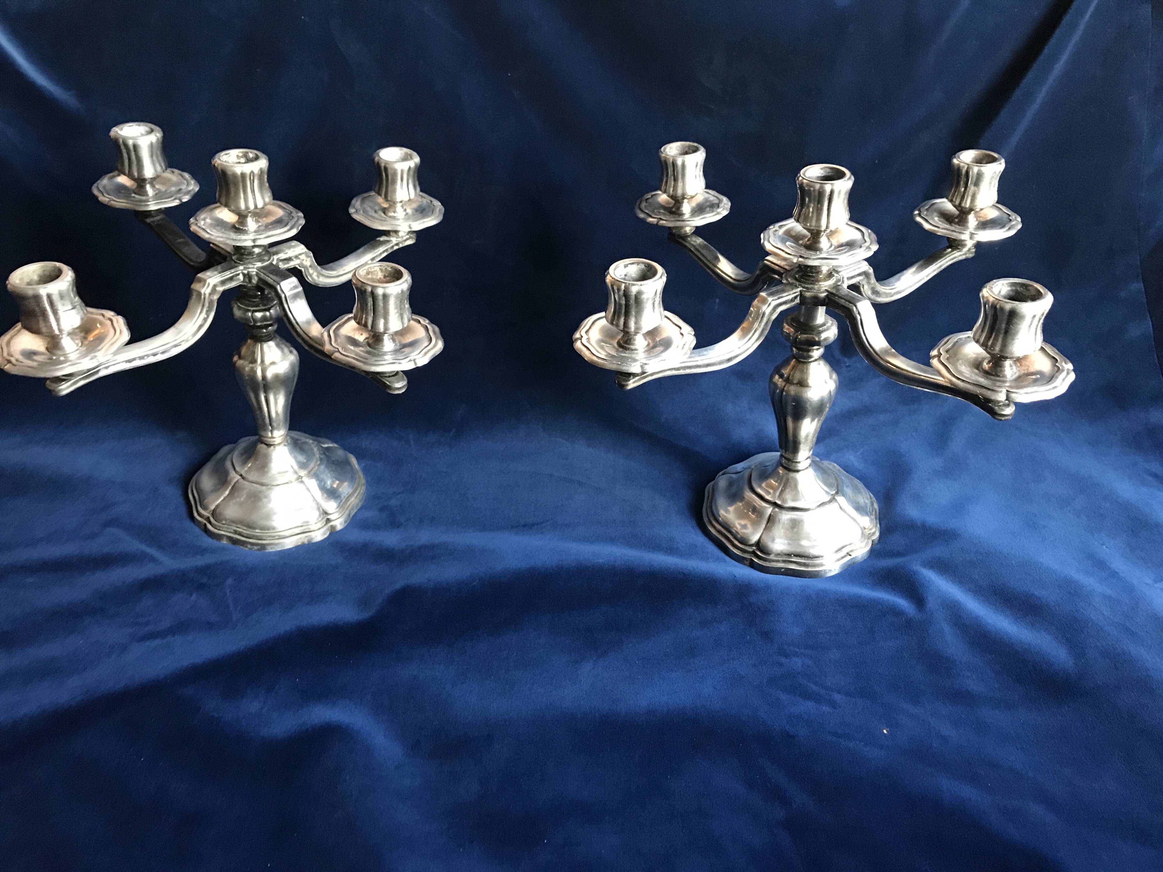 Pair of Saint Médard 5-light candlesticks