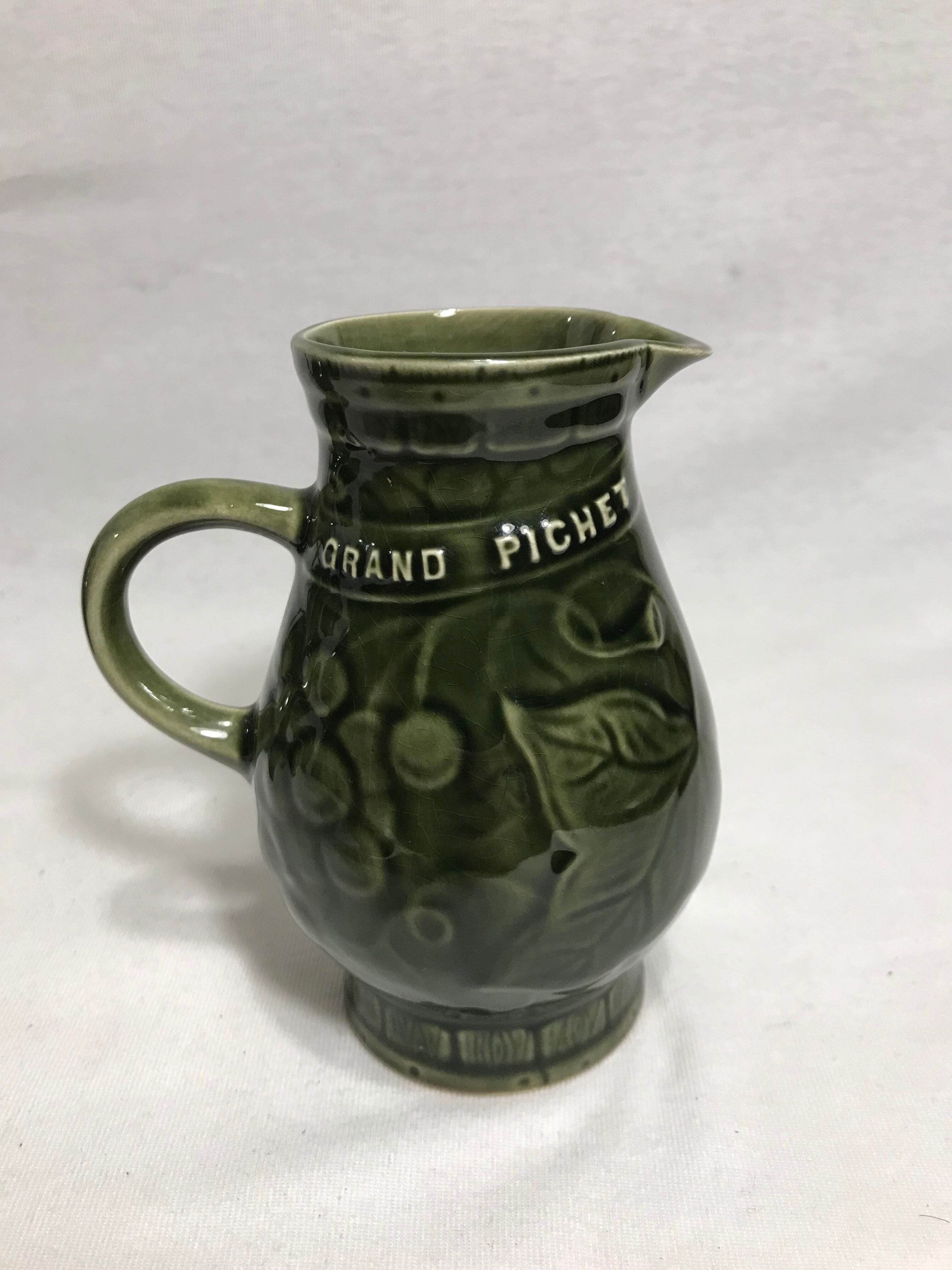 Lot 3 old pitcher SARREGUEMINES FRANCE ceramic green kitchen Vintage