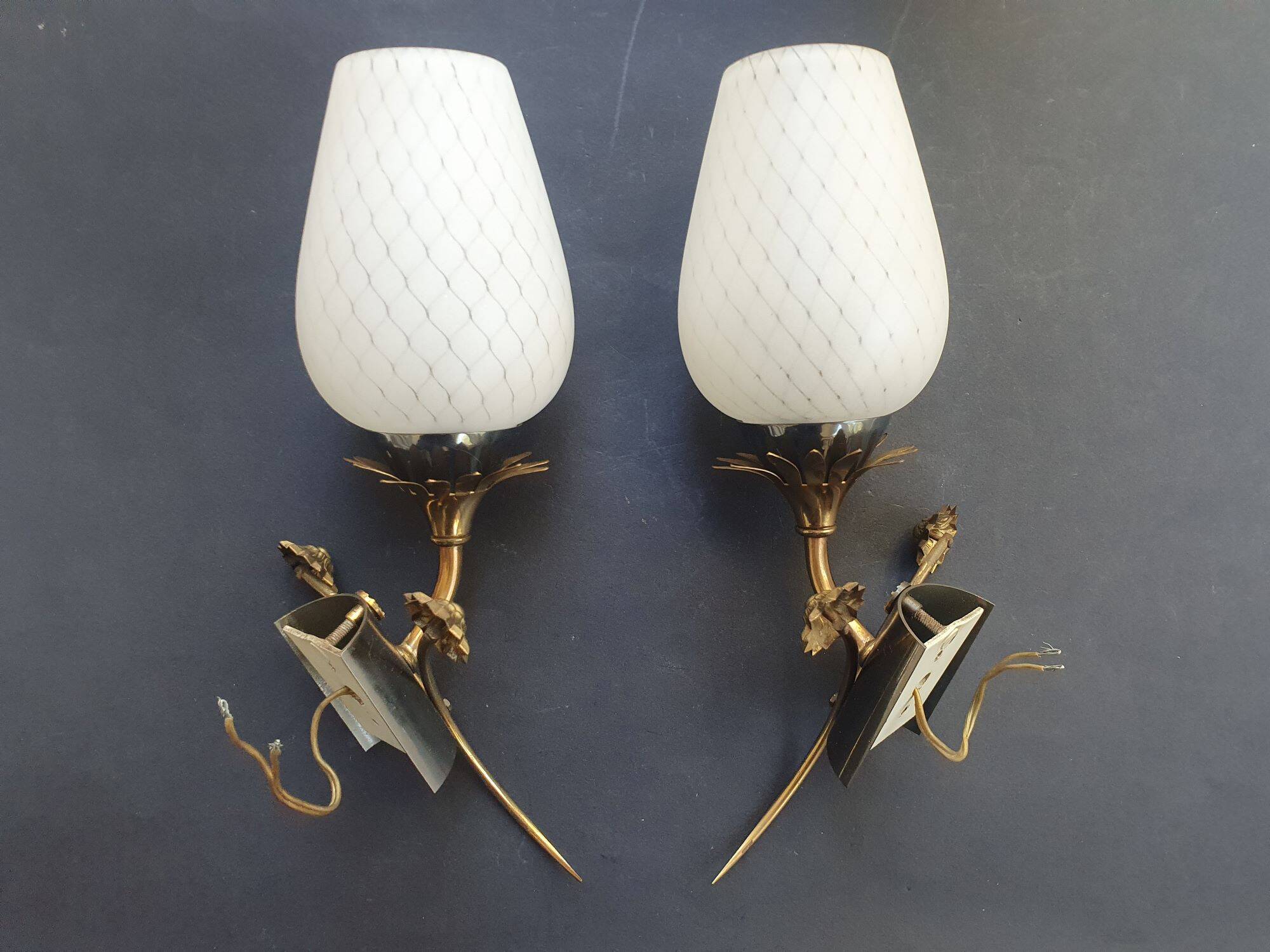 Pair of Art Deco wall sconces from the 1960s.