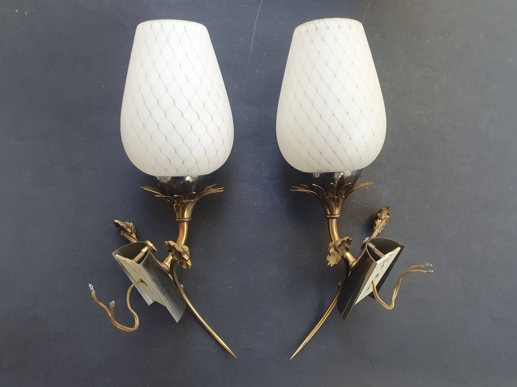 Pair of Art Deco wall sconces from the 1960s.