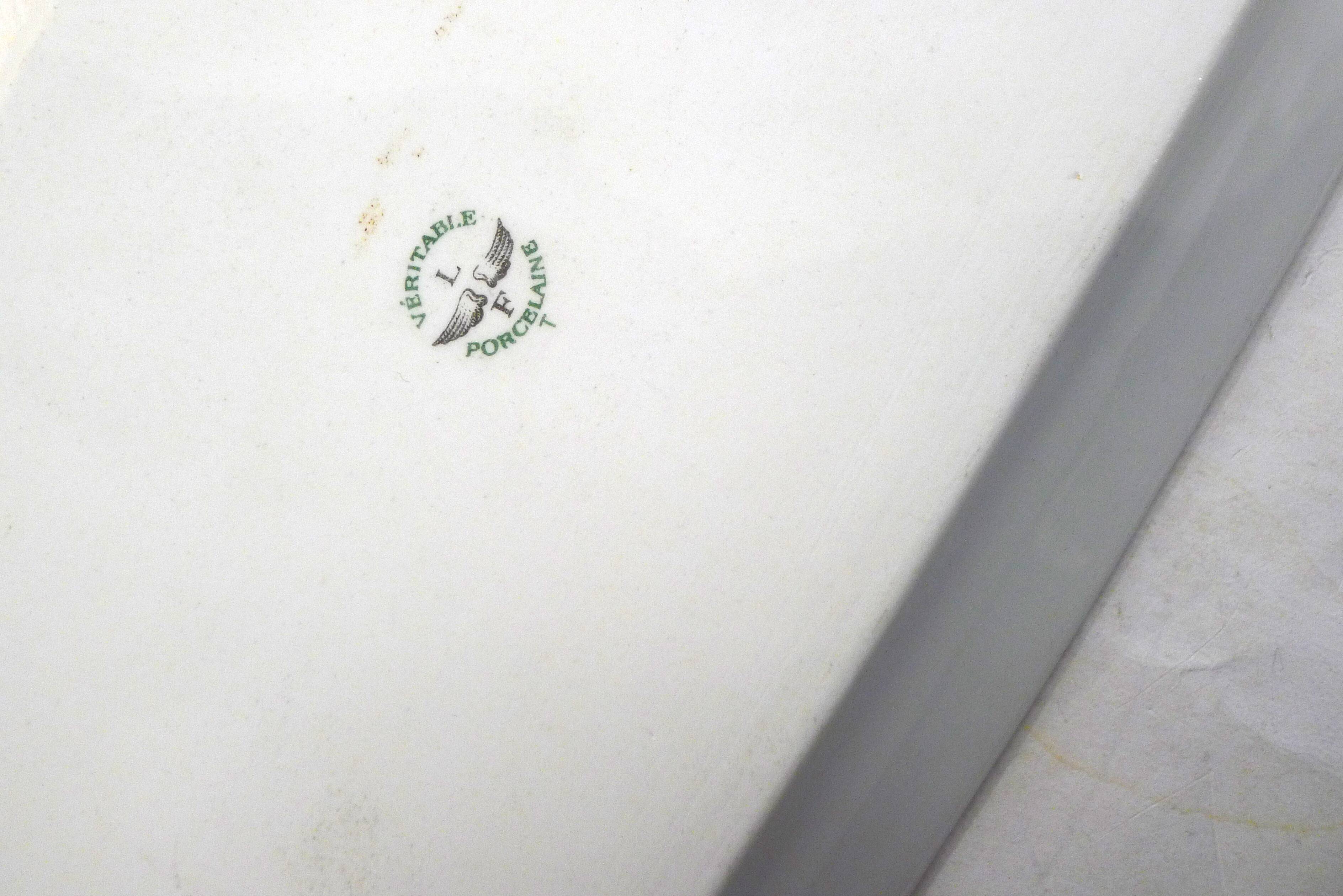 Art Deco floral iridescent cake dish in Limoges porcelain