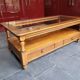 Table basse 2 tiroirs en merisier massif et verre