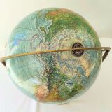Globe Earth Mapworld embossed on brass stand and brass hooping