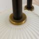 Ribbed glass and teak pendant lamp, 60s.