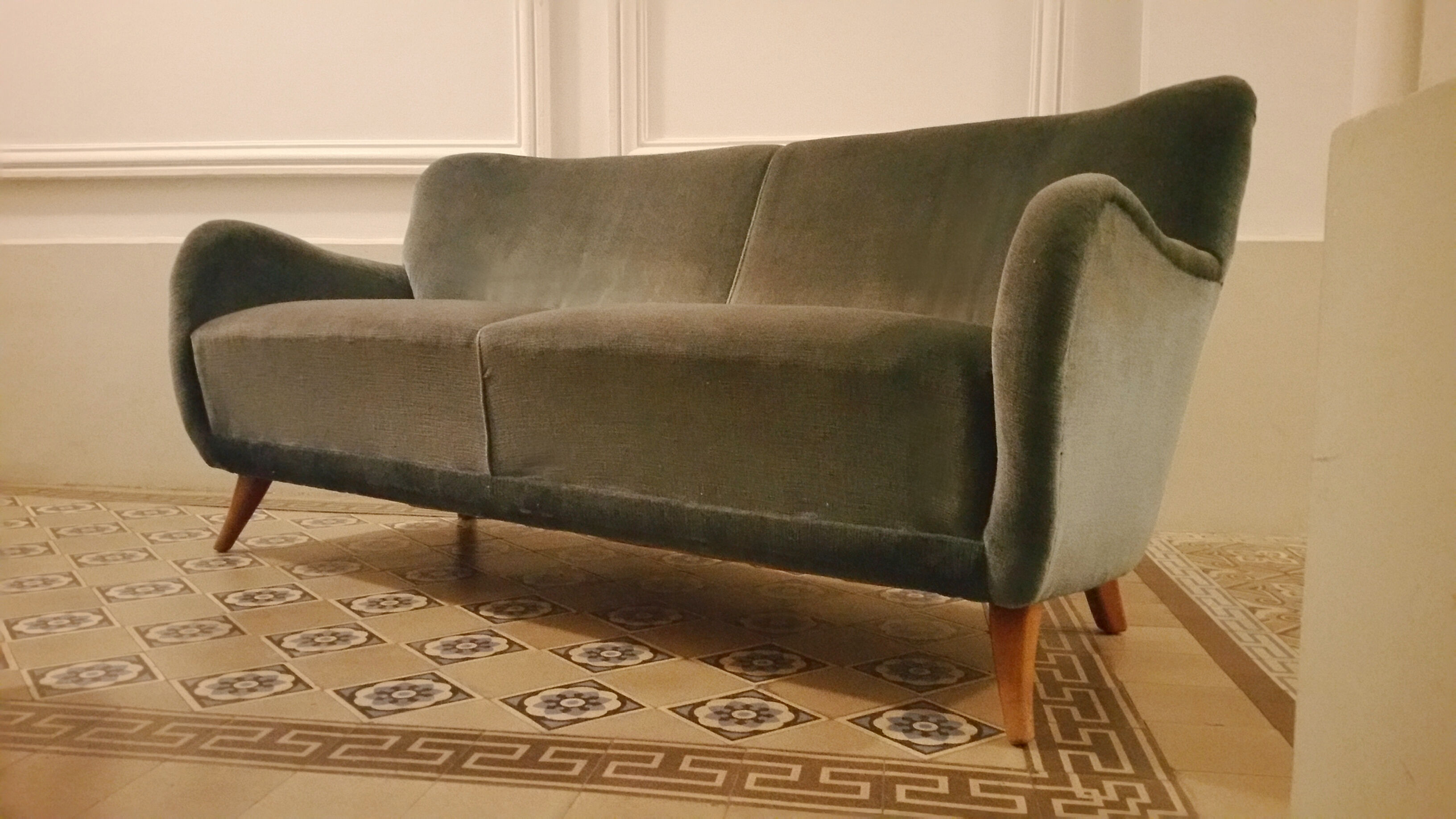 Sofa sofa 3 seats 50/60s Danish sculptural
