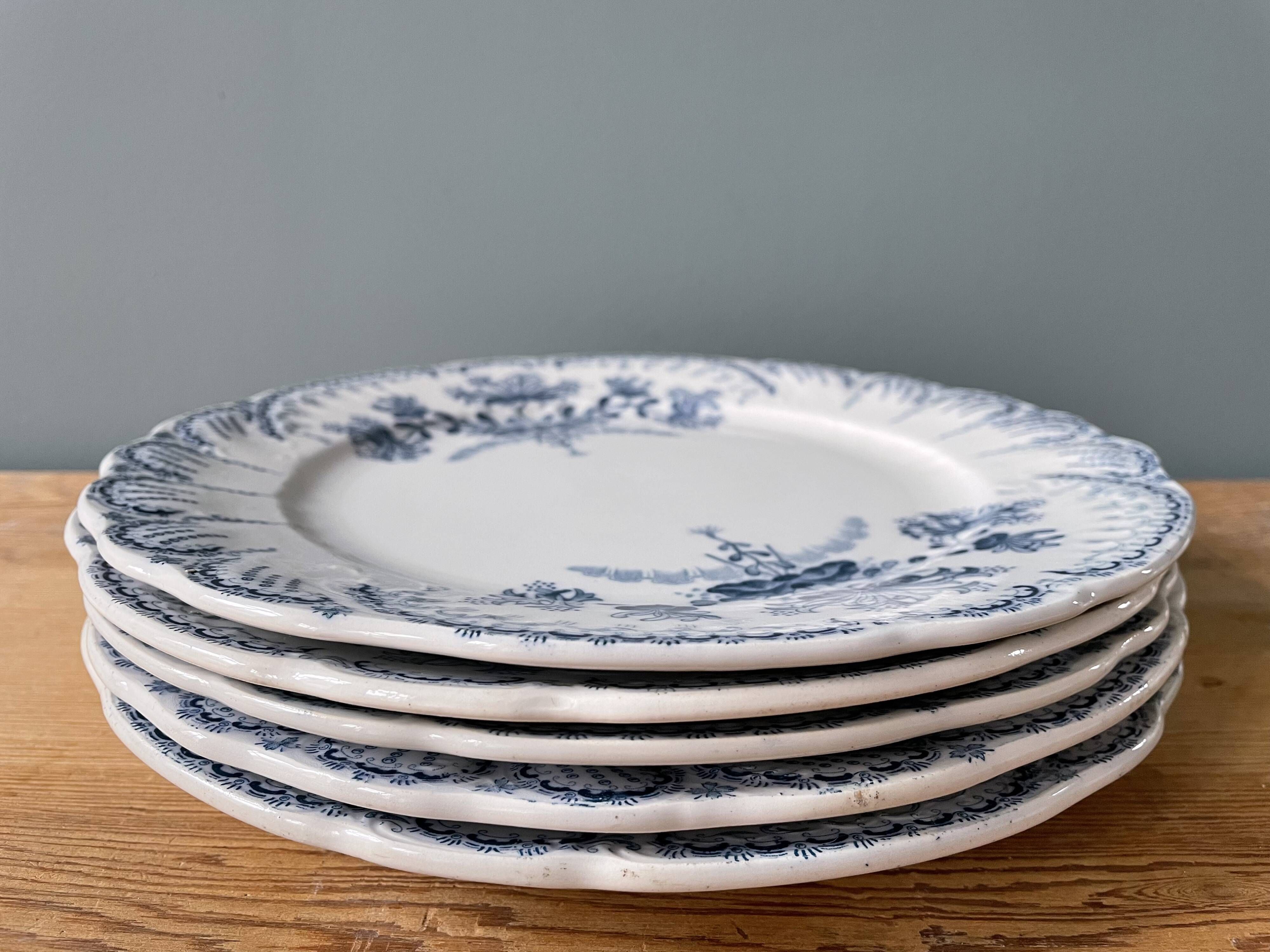 Set of 5 flat plates Terre De Fer XIXth, collection "Regency" St Amand & Hamage Nord