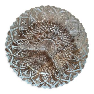 Round servant dish Art Deco molded crystal