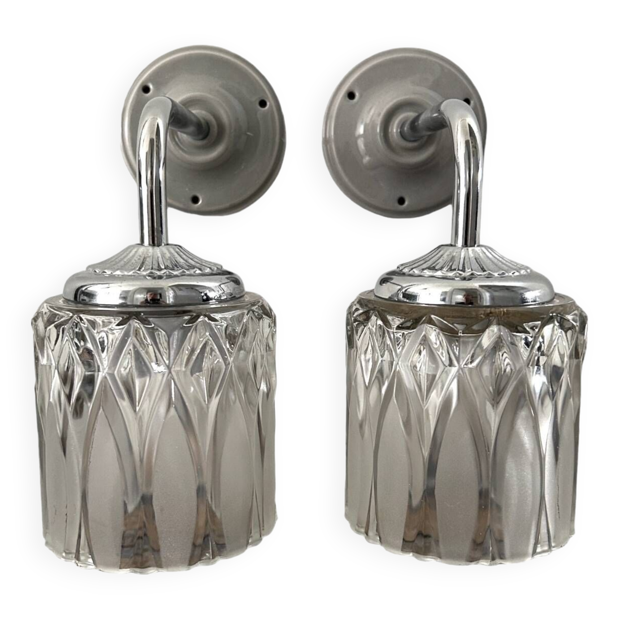 Pair of vintage chrome wall lights