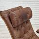 1960s, Scandinavian swivel armchair, brown furniture leather.