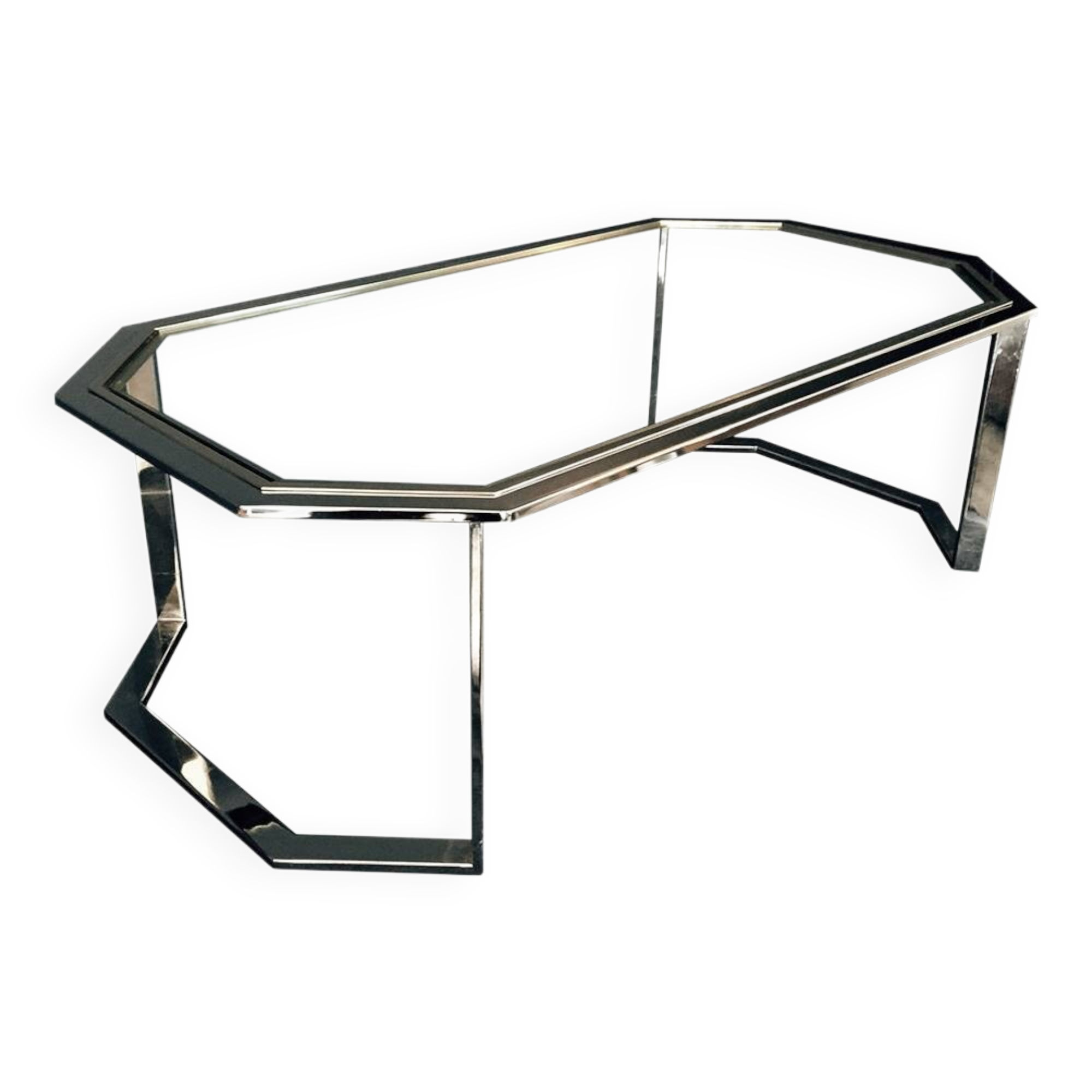 Vintage metal chrome and gold coffee table