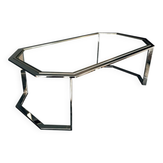 Vintage metal chrome and gold coffee table