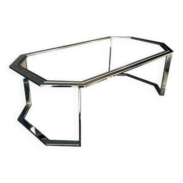 Vintage metal chrome and gold coffee table