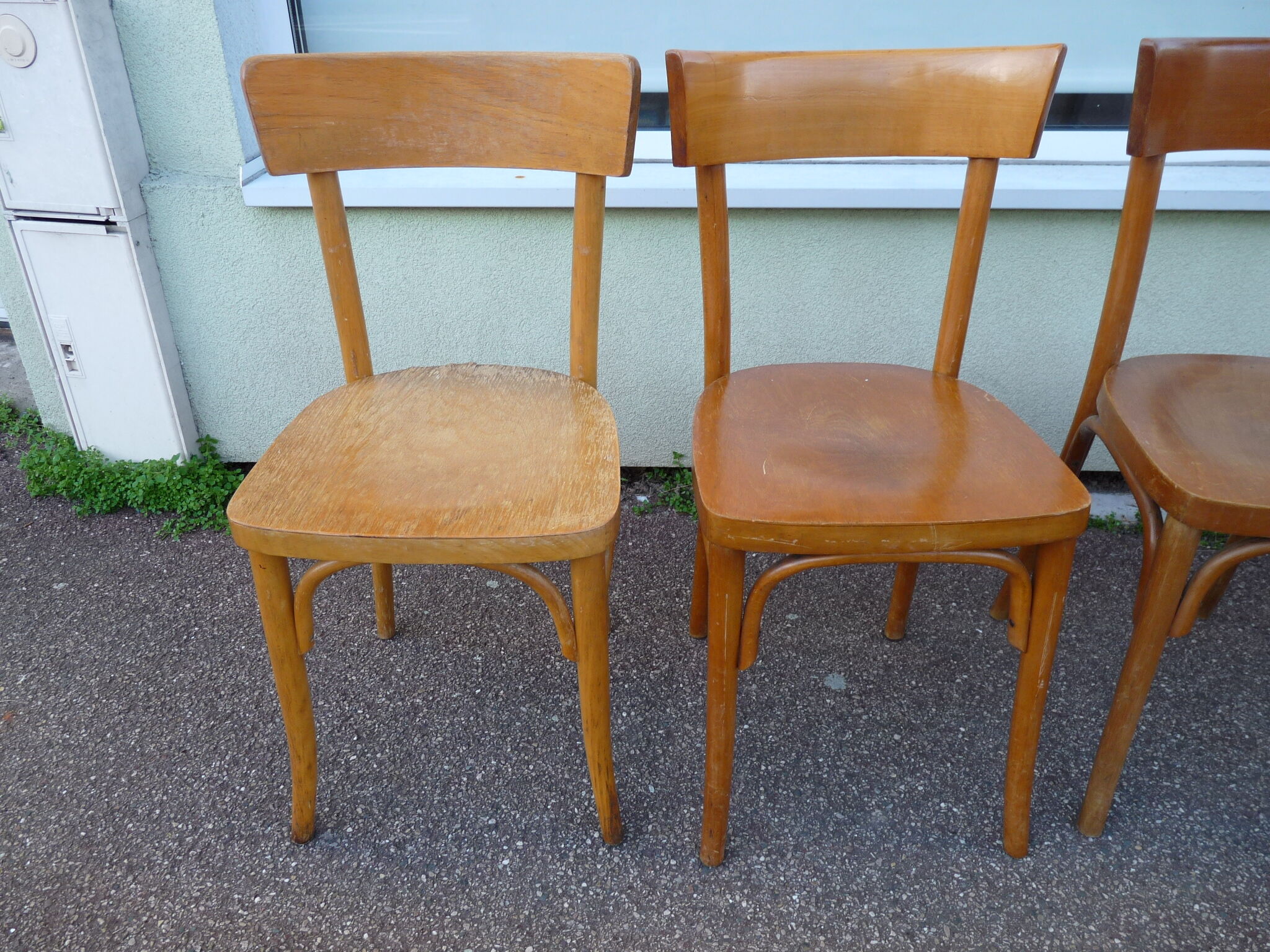 Lot de 6 chaises de bistrot bar en bois