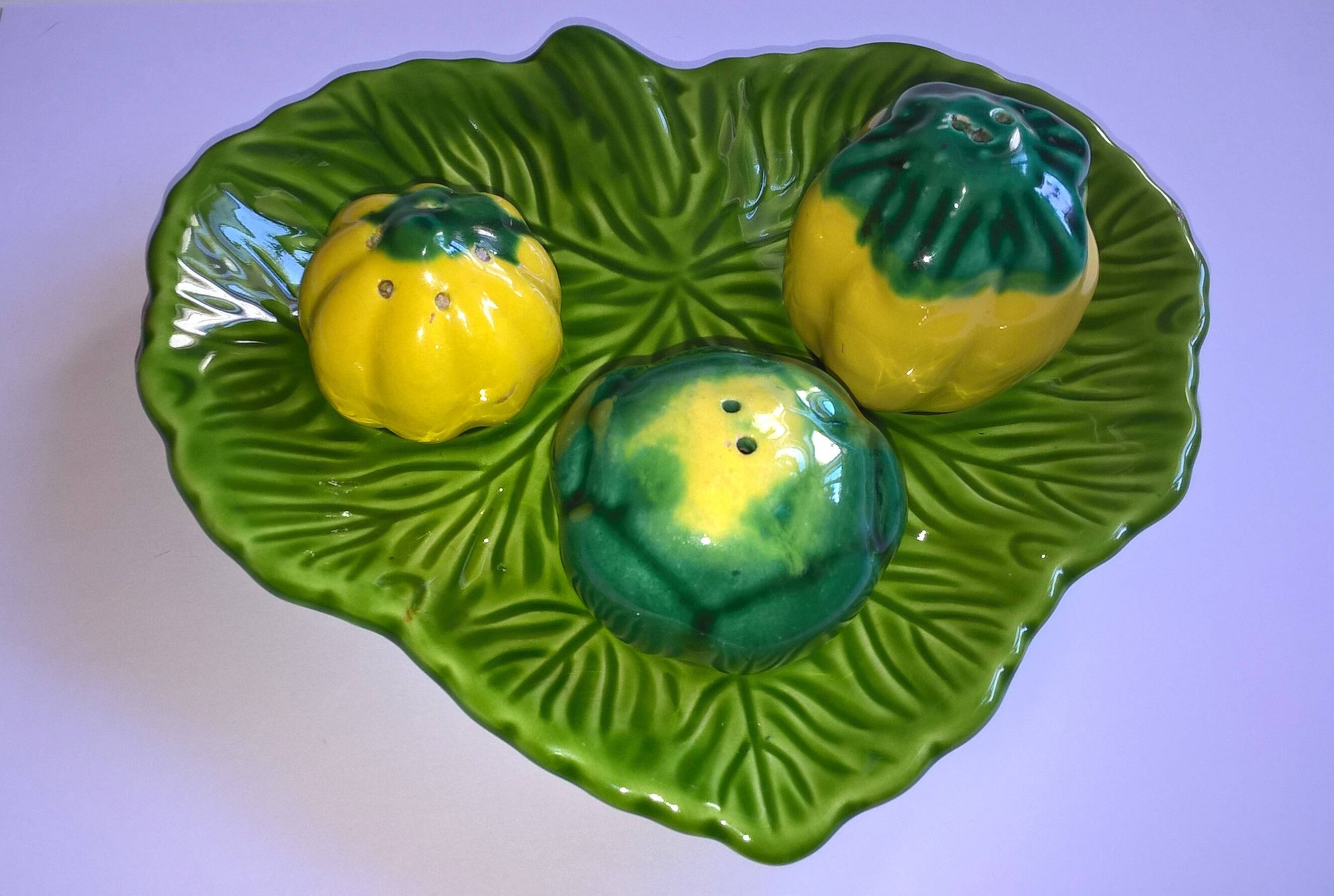 Vintage ceramic service autumn salt pepper spices cabbage squash 1950s 60s