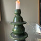 Large sculptural Moroccan candlestick in green Tamegroute ceramic.