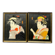 Paire de gouaches "Acteurs du Théâtre Kabuki".