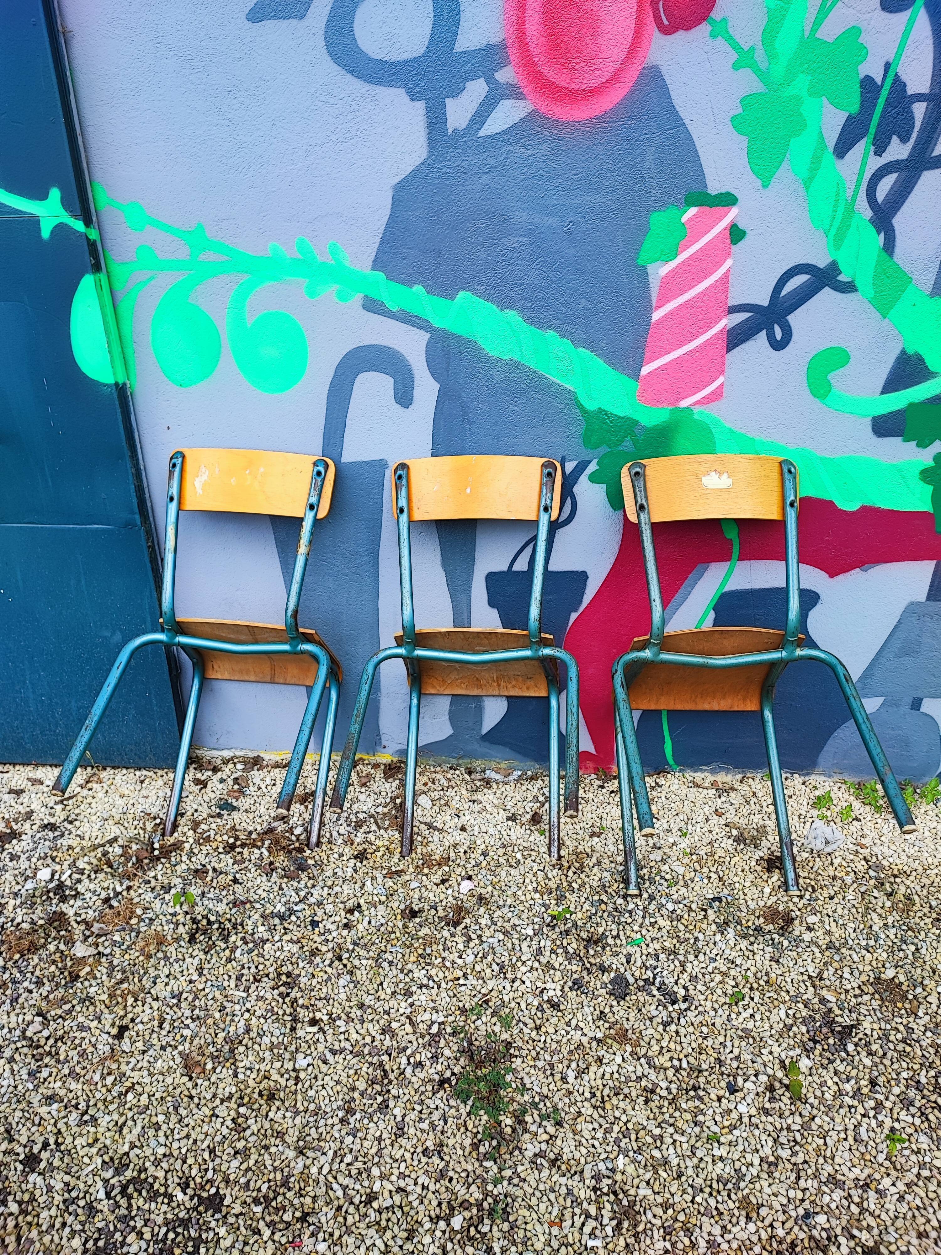 Set of 3 vintage school chairs