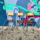 Set of 3 vintage school chairs
