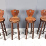 Mid century brutalist bar stools - set of 4, 1960s