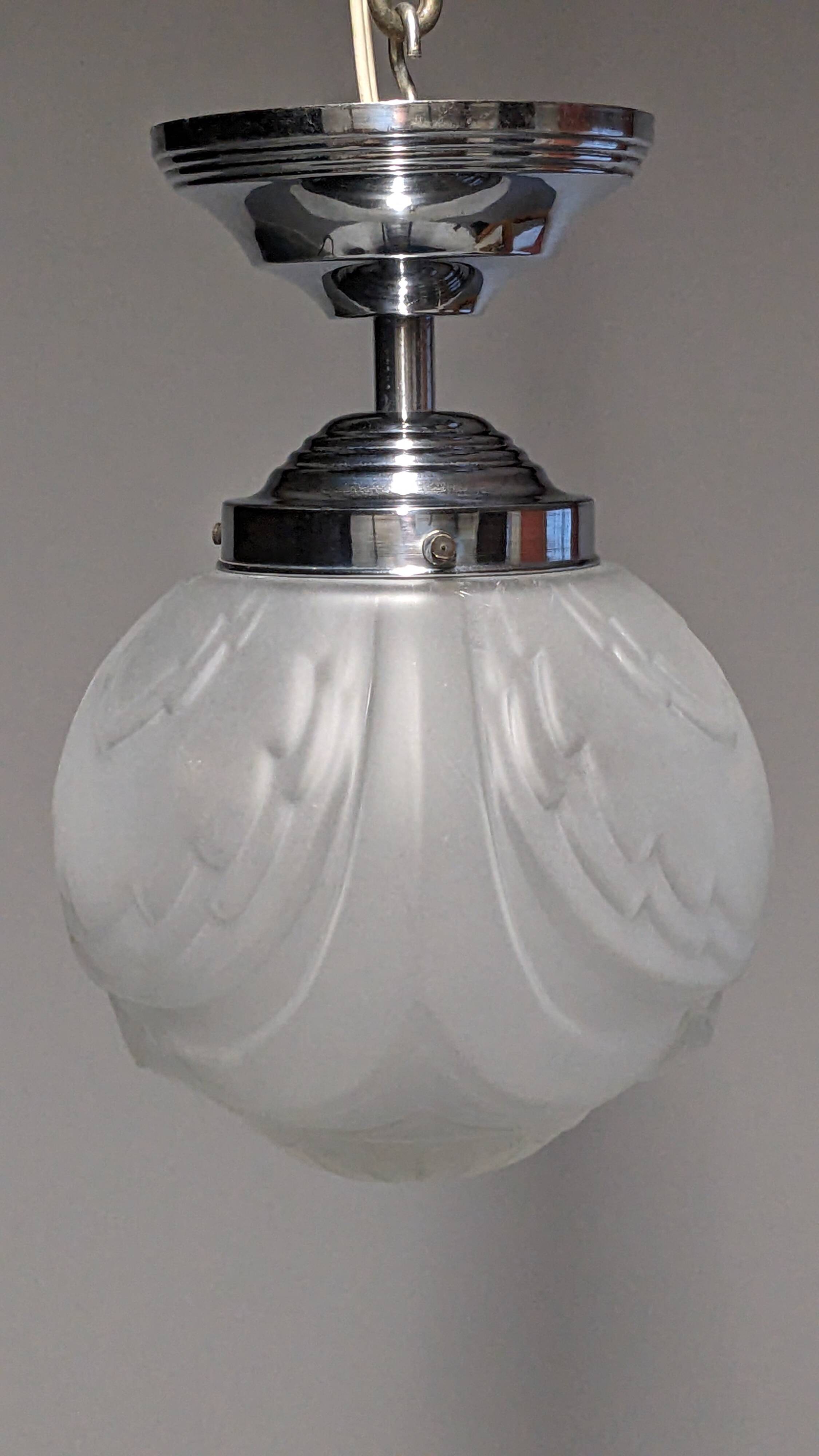 Art Deco ceiling light in frosted glass circa 1930