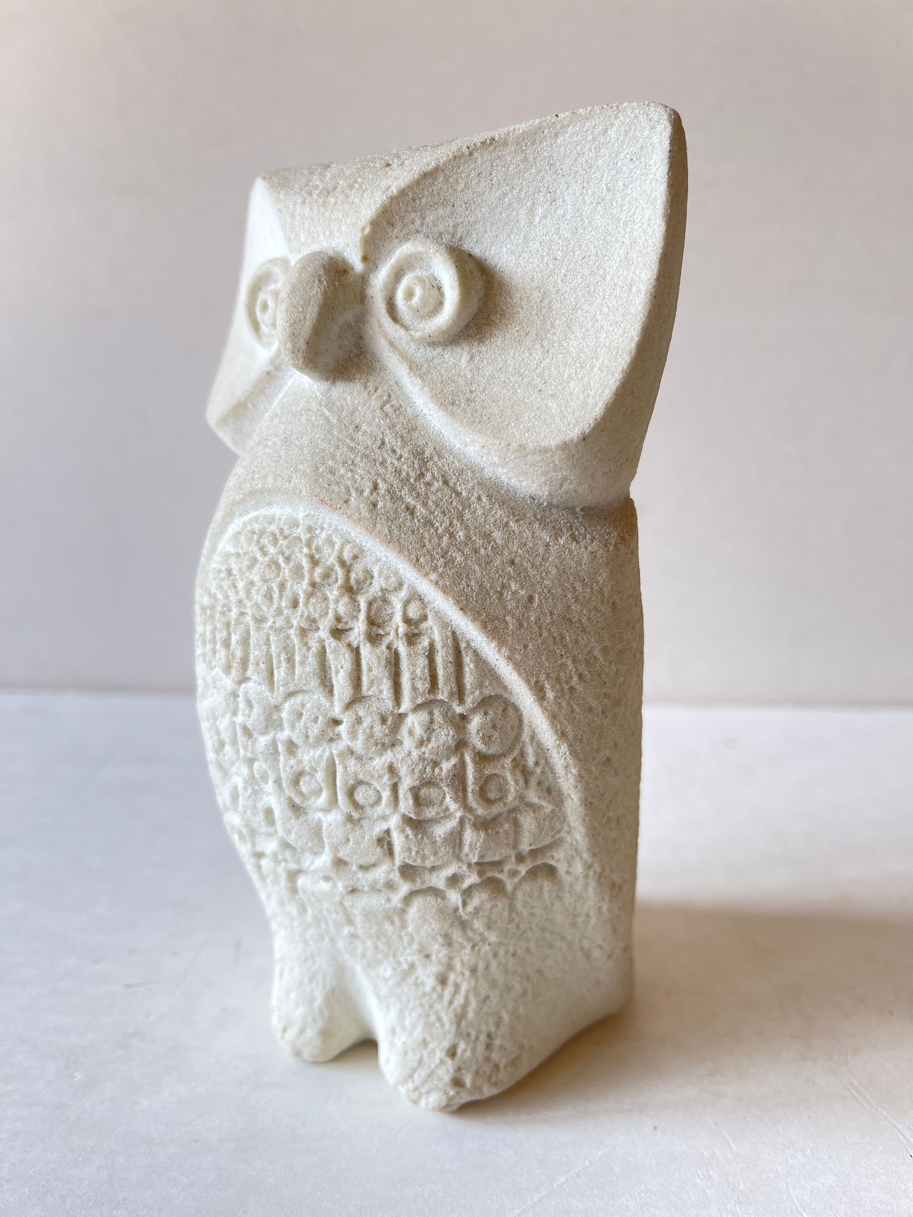 Stone owl Marbell Art year 70 , paper press
