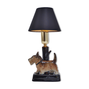 Lampe de table pour chien en céramique Yorkshire Terrier, ca des années 1930, anglais, Rewired