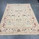 Tapis en laine crème à motifs floraux fait main, style oriental moderne pour salon