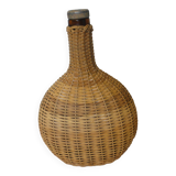 Vintage wicker covered flat bottle