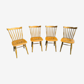 4 chaises barreaux fabriquées en Tchécoslovaquie "drevounia"