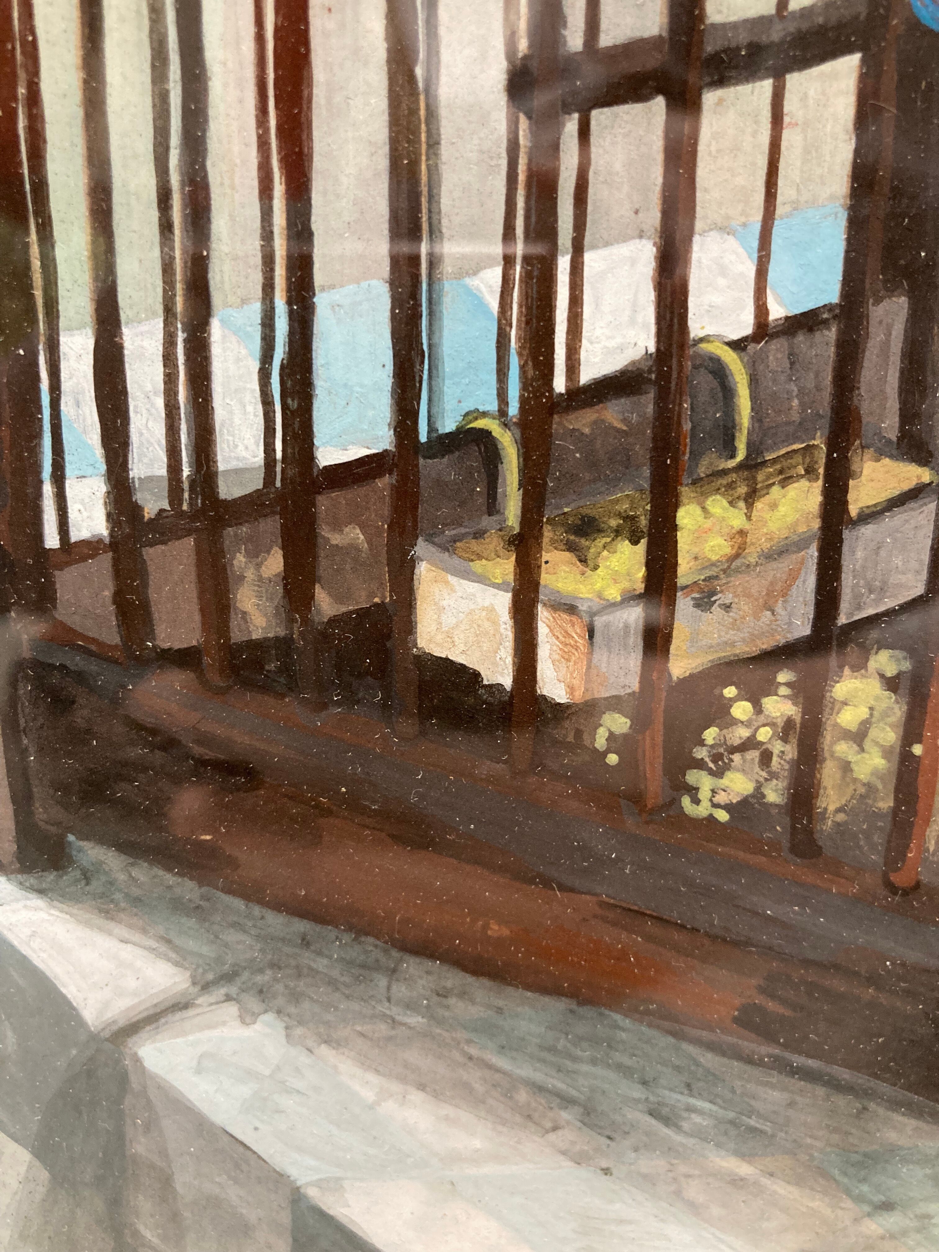 Vintage gouache painting