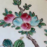 Yellow porcelain plate with saturated and vivid colors. Handmade in Japan