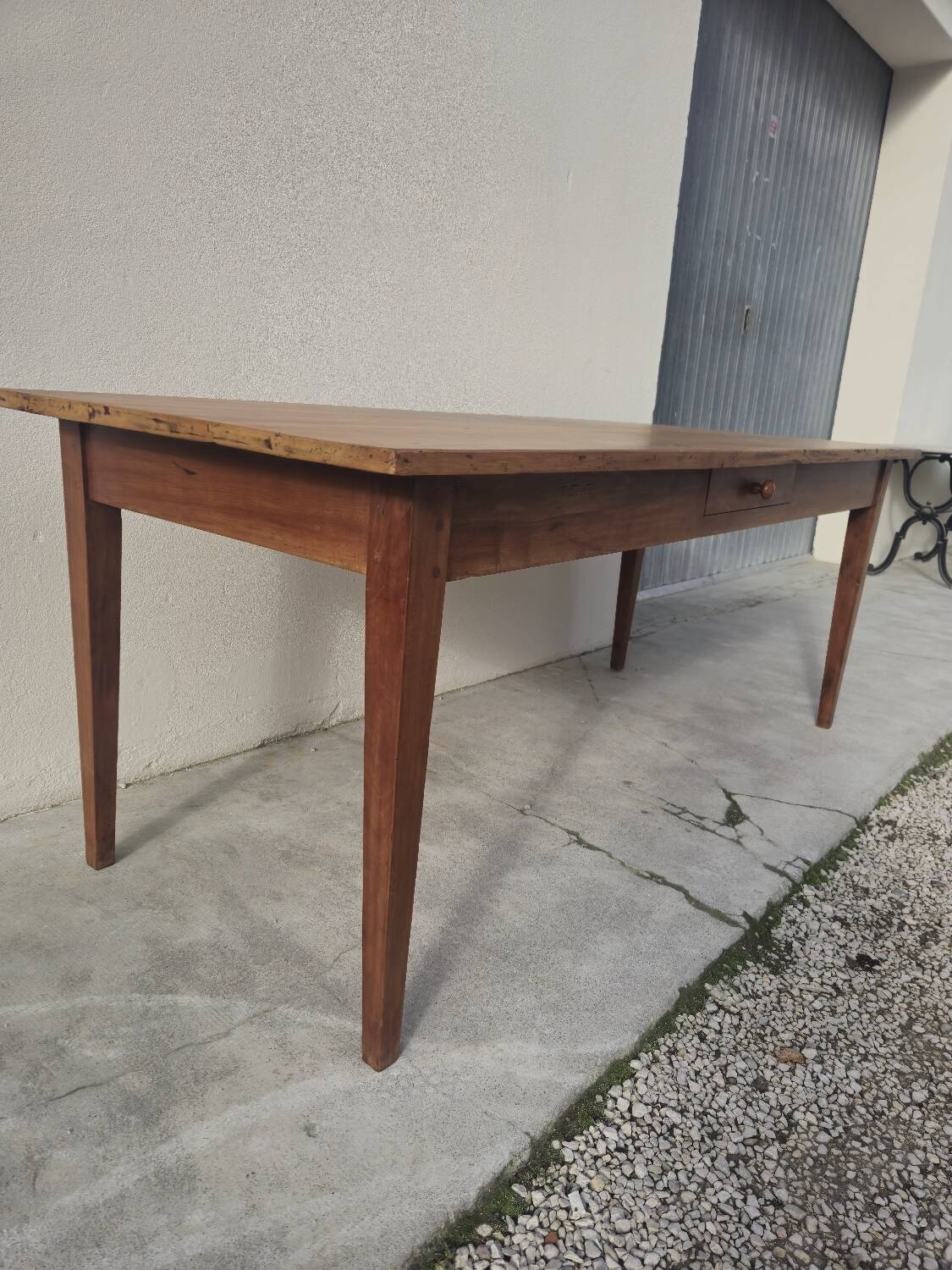 Rustic farmhouse table in solid cherry wood 19th century - 1m91.5