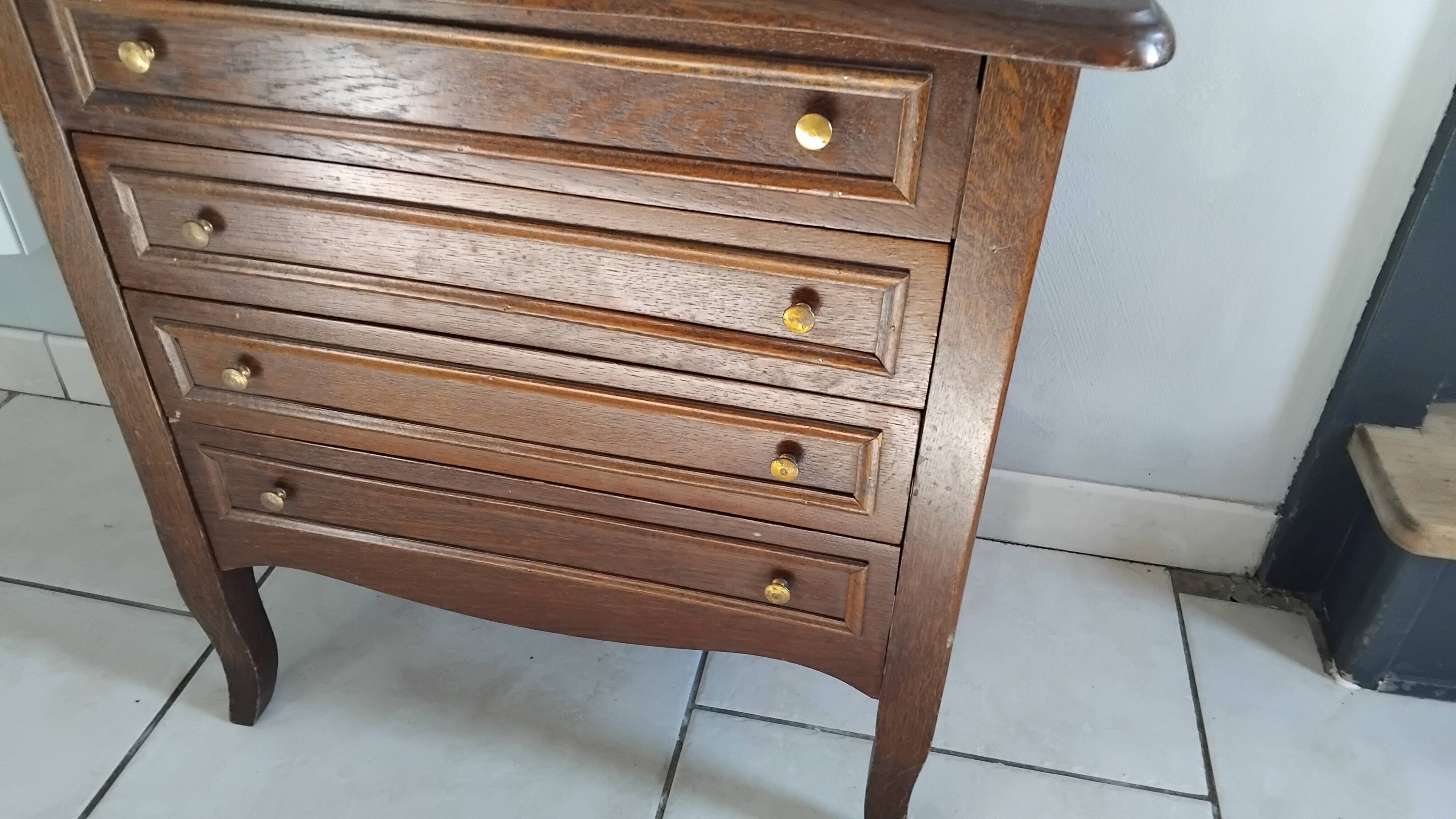 Vintage solid oak low cabinet dresser
