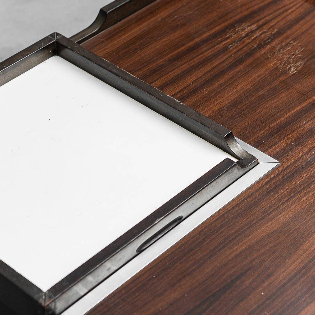 Tavolino da caffè multifunzione con ruote legno metallo anni ’70 vintage