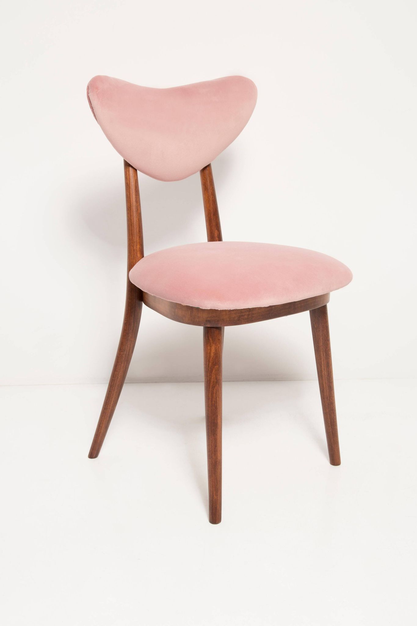 Mid-century light pink velvet heart-shaped chair, Europe, 1960s.