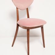 Mid-century light pink velvet heart-shaped chair, Europe, 1960s.