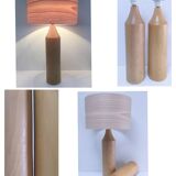 Two designer solid wood "pencil" lamp bases