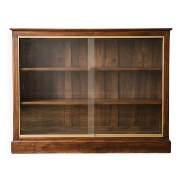Bibliothèque vitrée en bois massif