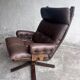 Vintage Scandinavian swivel lounge chair in leather, 1970s