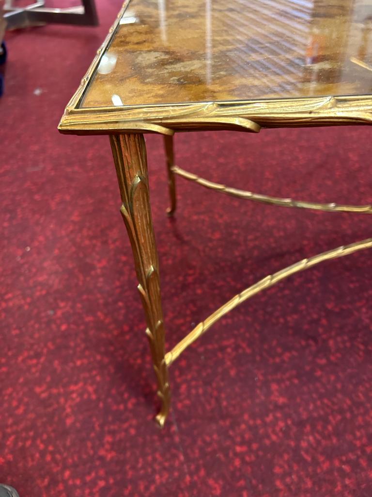 Gilded bronze coffee table palm tree décor
