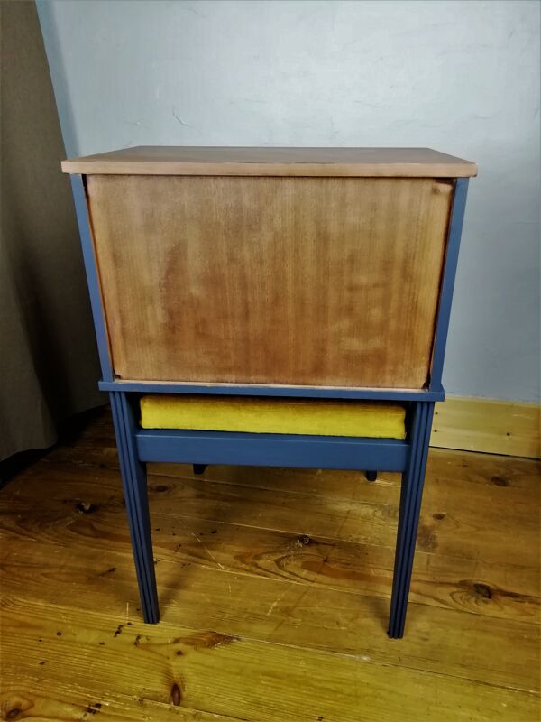 Meuble Telephone Avec fauteuil, Tiroir Et Tablette Vintage 1970,