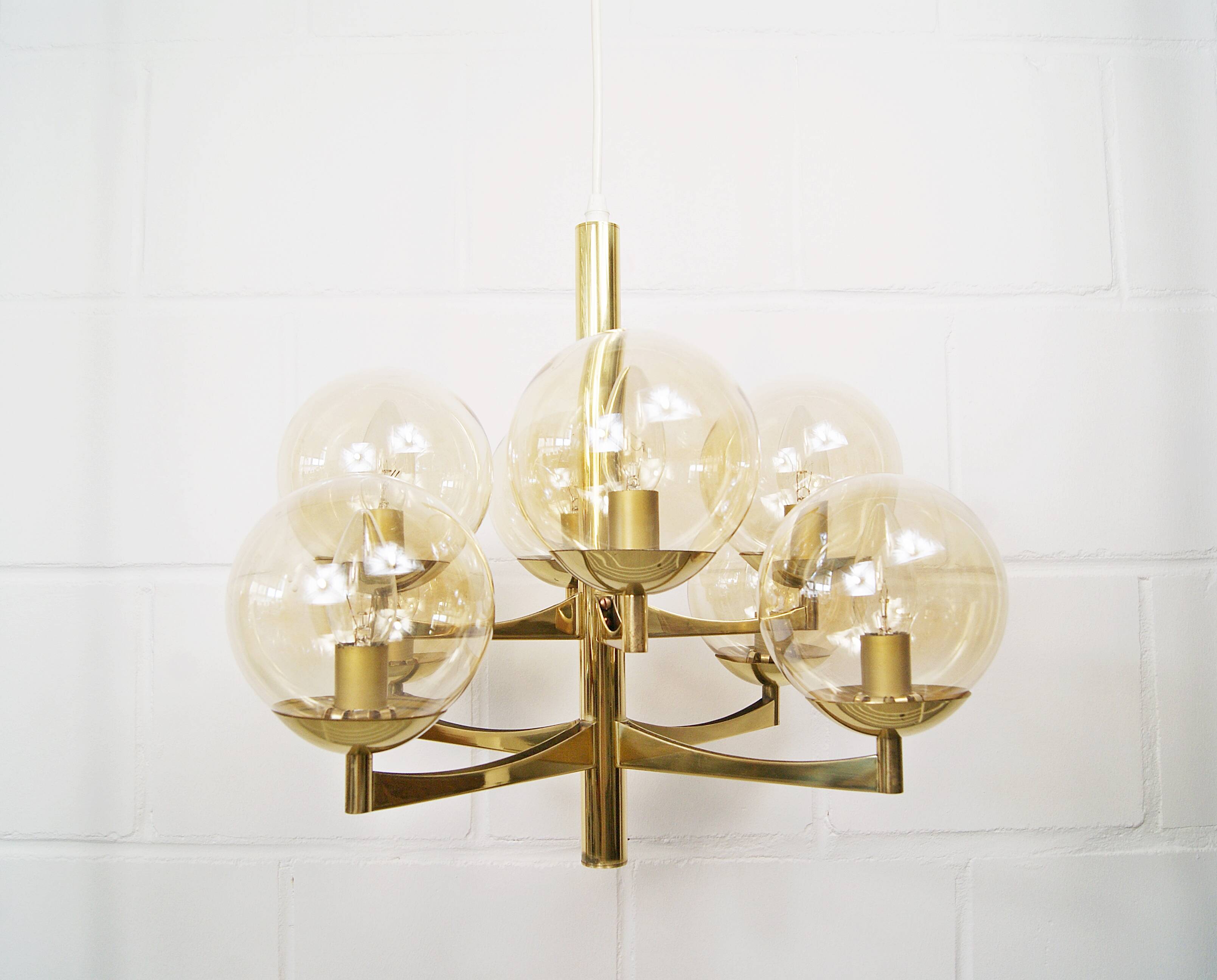 Brass chandeliers from Kaiser, Germany 1960